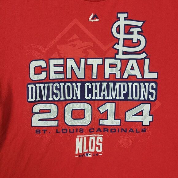 St Louis Cardinals T-Shirt Mens Large Red 2014 NL Central Division Champions - Picture 2 of 8